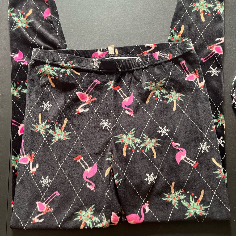 Flamingo Print fuzzy leggings